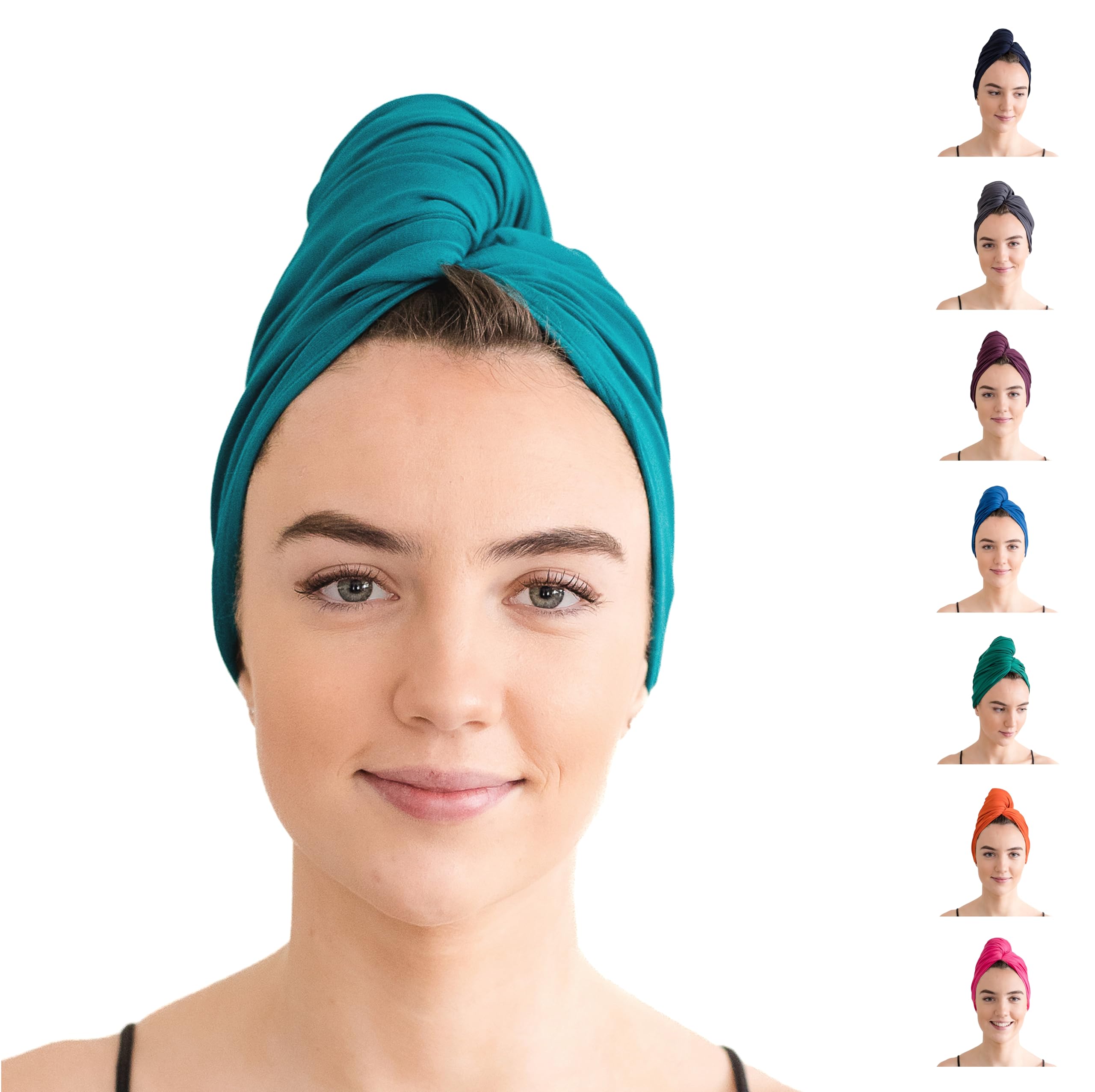 Organic Jersey Cotton T-Shirt Hair Towel - For Curly, Wavy and Straight Hair, Quick Dry, Super Absorbent, Lightweight, Made in the UK, 98cm x 58cm