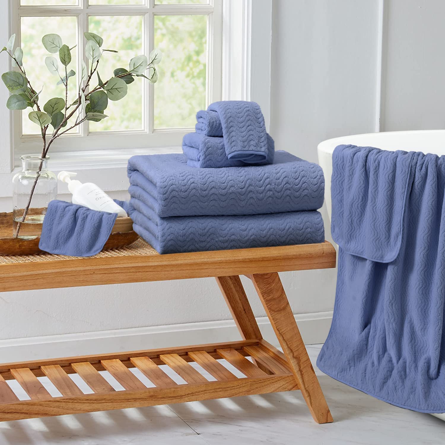 8 Piece Bathroom Towel Set |2 Jumbo Oversized Bath Sheet,2 Hand Towels ...