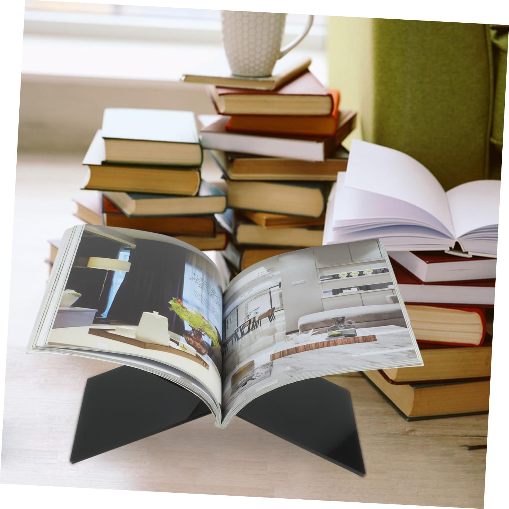 HOMSFOU 1set Acrylic Book Stand Recipe Holder Stable Base for Kitchen Cooking Reading and Organizing Versatile Display for Magazines and More
