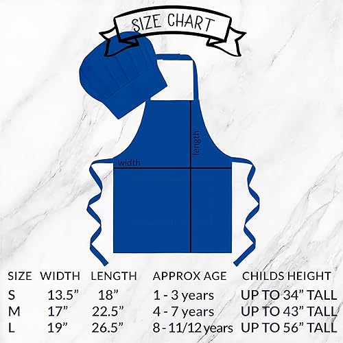 Miniatura 2 de Sombrero y delantal de chef personalizados para niños. Tallas 1-3, 4-7, 8-11. Delantal infantil para niños y niñas.