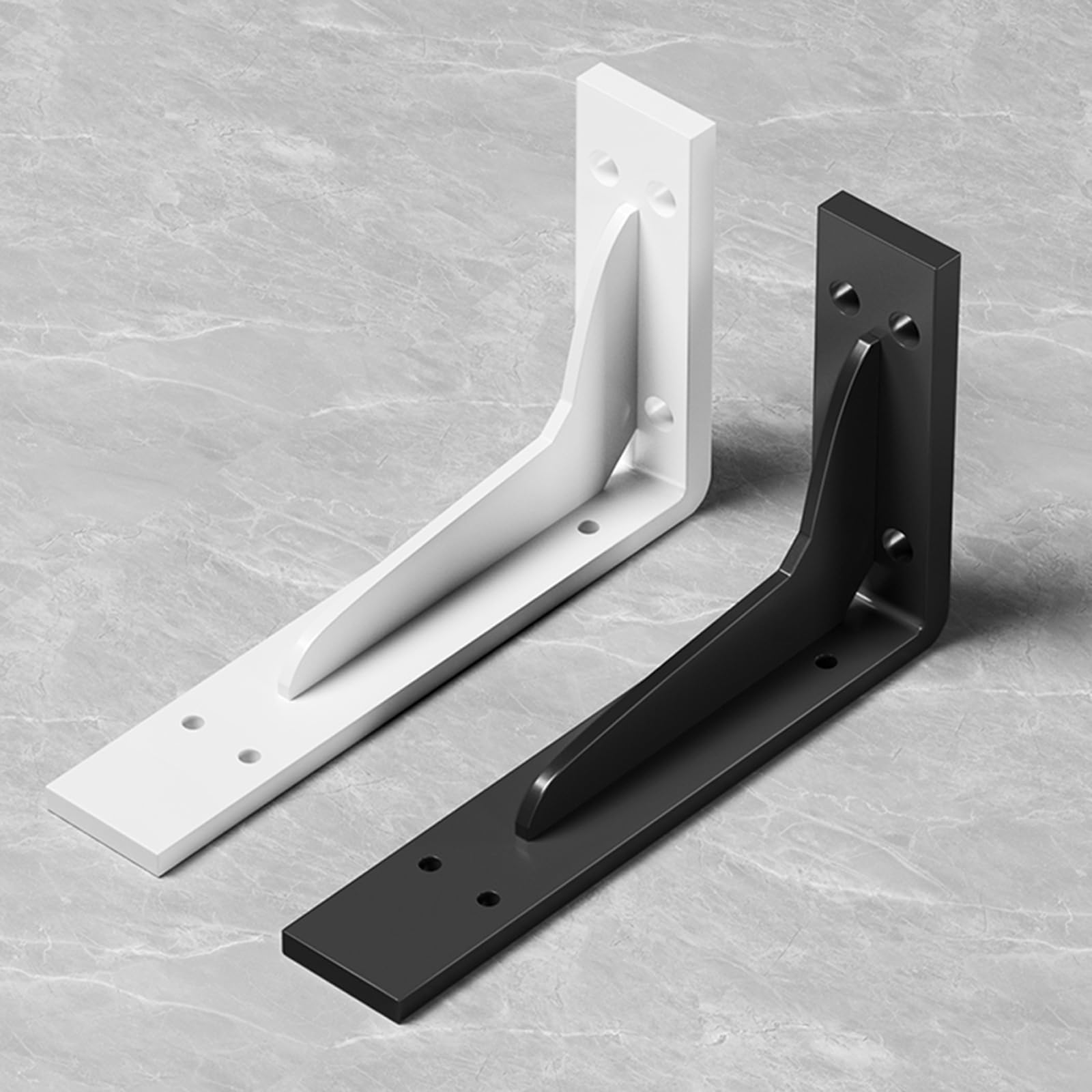 2 Pezzi Staffe per Mensole Pesanti,Mensola Galleggiant Supporto di Metallo,Forma a L di 90 gradi Staffe per Scaffali,Supporto Mensole da Muro,per la Casa e l'ufficio,con viti (440mm,White)