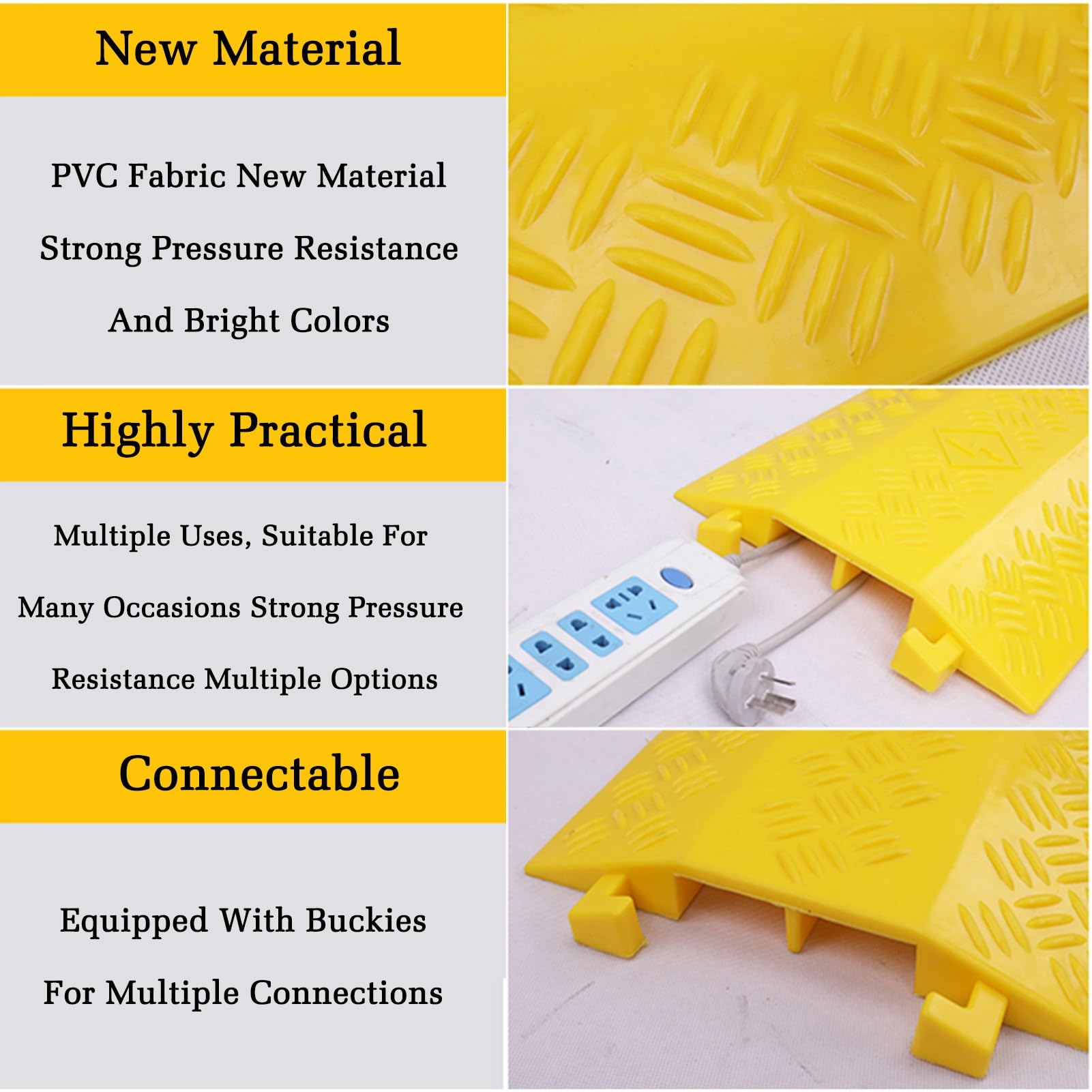 Reductor de Velocidad con canaleta para Cables - Protector de Cables de Goma para entradas de Asfalto, hormigón y Grava - Ideal para Uso en Interiores y Exteriores.