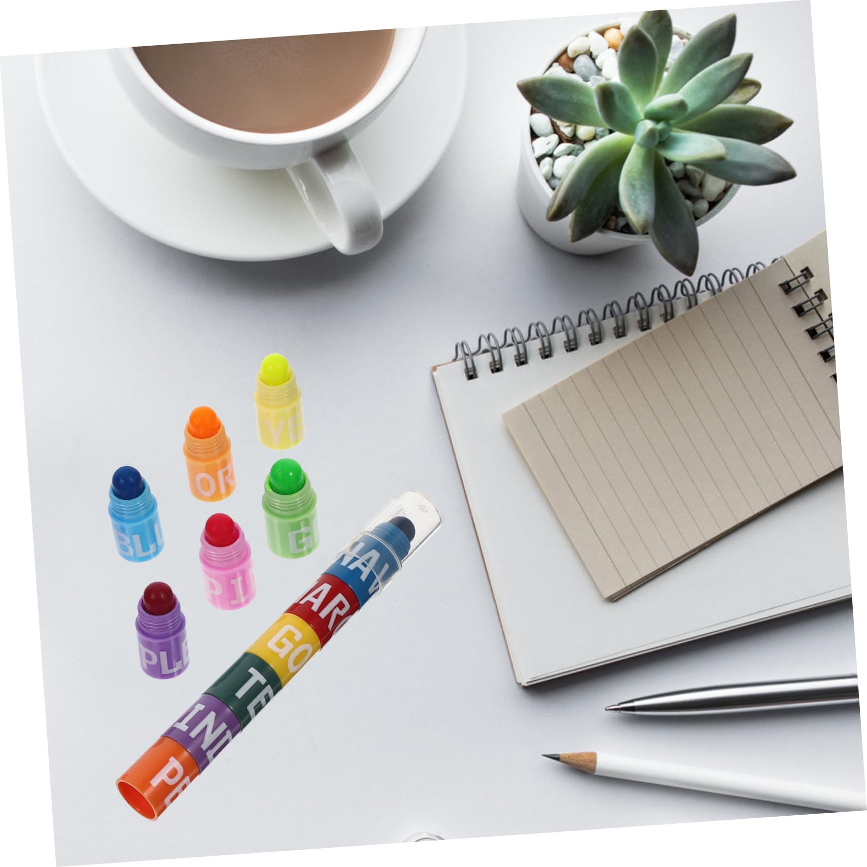 Veemoon 6 Set Evidenziatori Colorati per Studenti Visibilità con Punta Fine e Design per Note e Disegni per Scuola e Ufficio