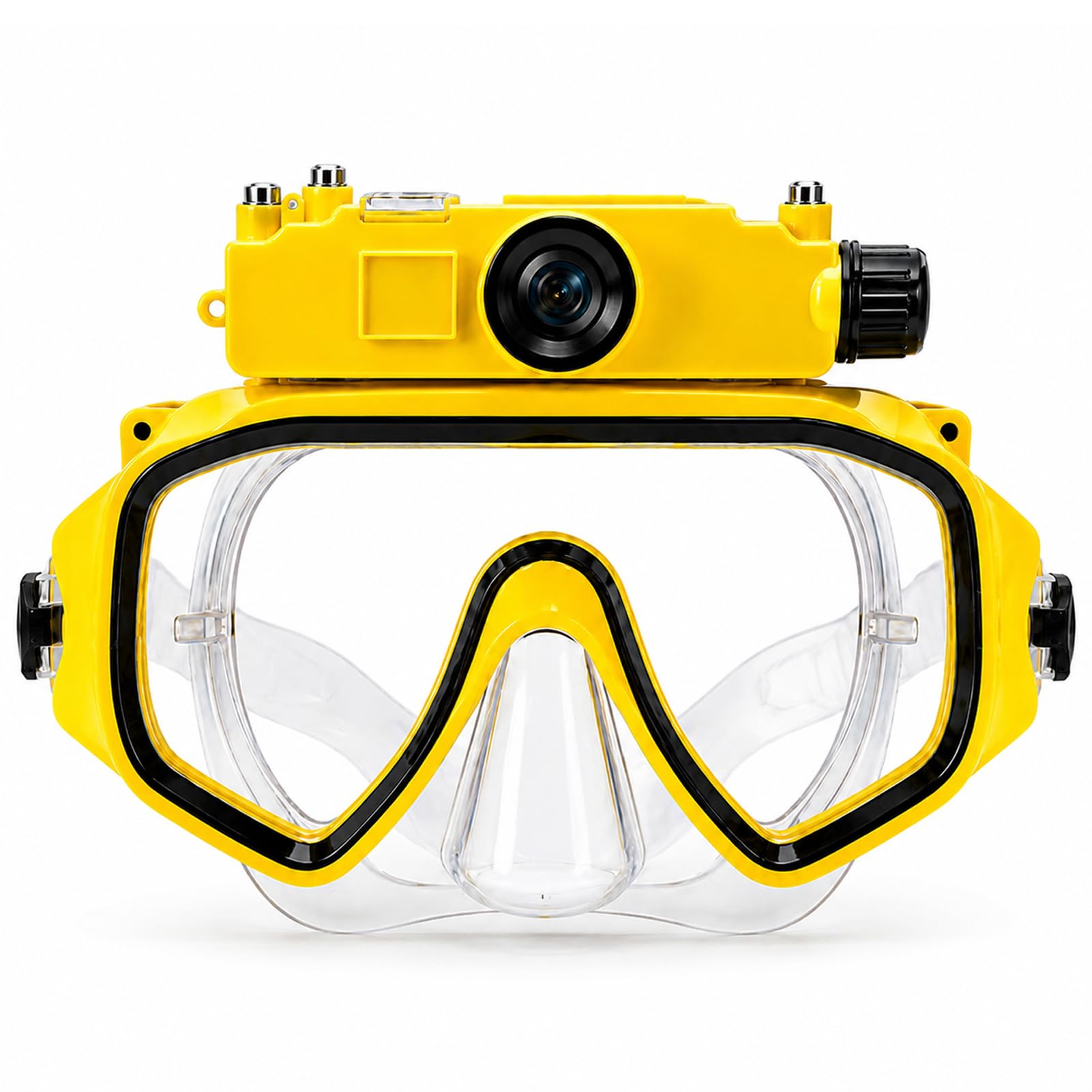 Denash Gafas de Buceo con Cámara, Máscara de Snorkel Gran Angular 2K | Fotografía Subacuática 2K, Lente Gran Angular FOV de 100°, Soporte de Profundidad de 15M, Estabilización de Imagen con