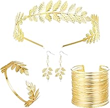4Pcs Greek Goddess Accessories, Headband For Women, Women's Head Hairband, Fashion Accessories for Parties And Festivals,Goddess Crown for Women, Equipped with Earrings and Arm Accessories