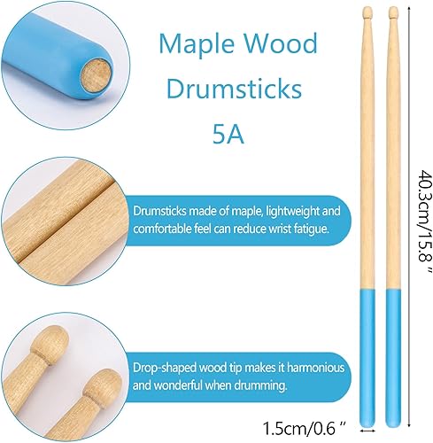 Miniatura 2 de 4 pares de baquetas de madera de arce 5A antideslizantes para niños, adultos principiantes