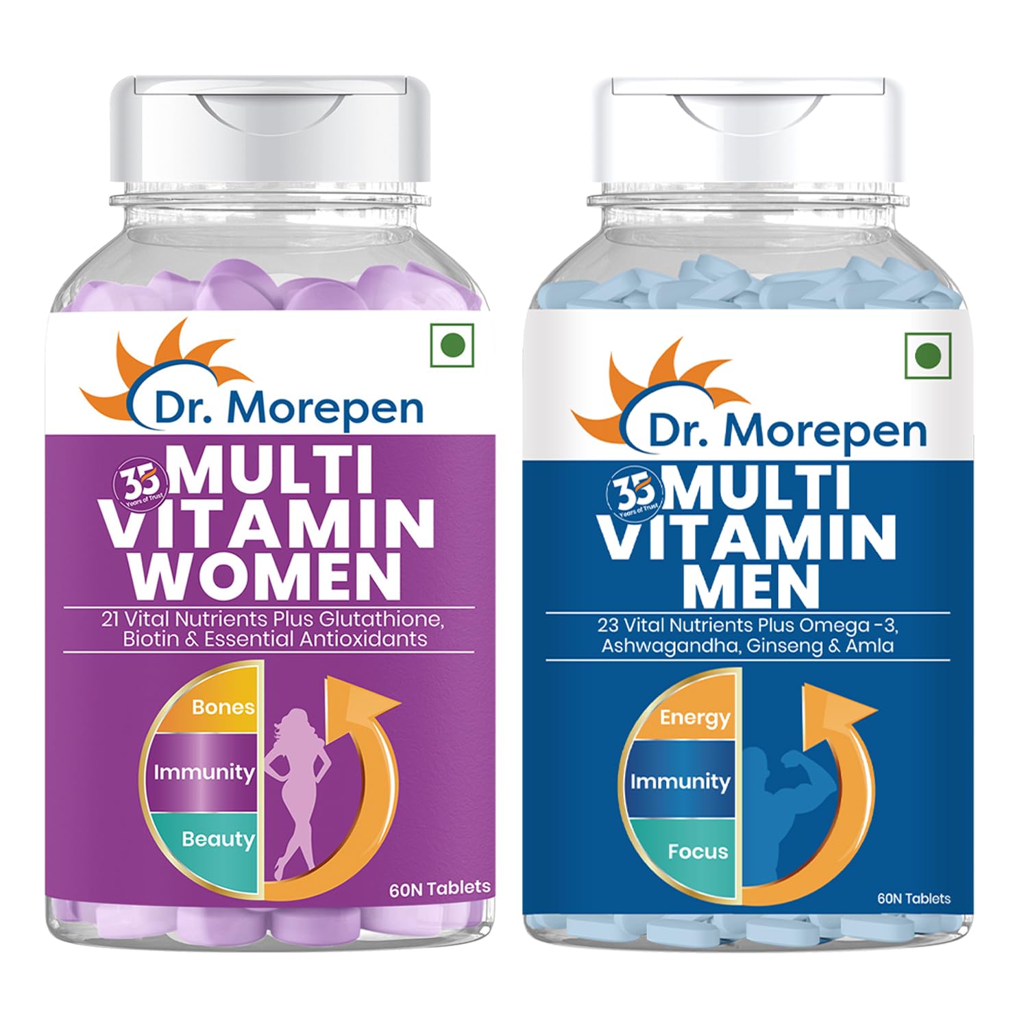 DR. MOREPEN Multivitamins for Men and Multivitamins for Women- 60 Veg Tablets Each (B0CV7YHW65) Amazon Price History, Amazon Price Tracker