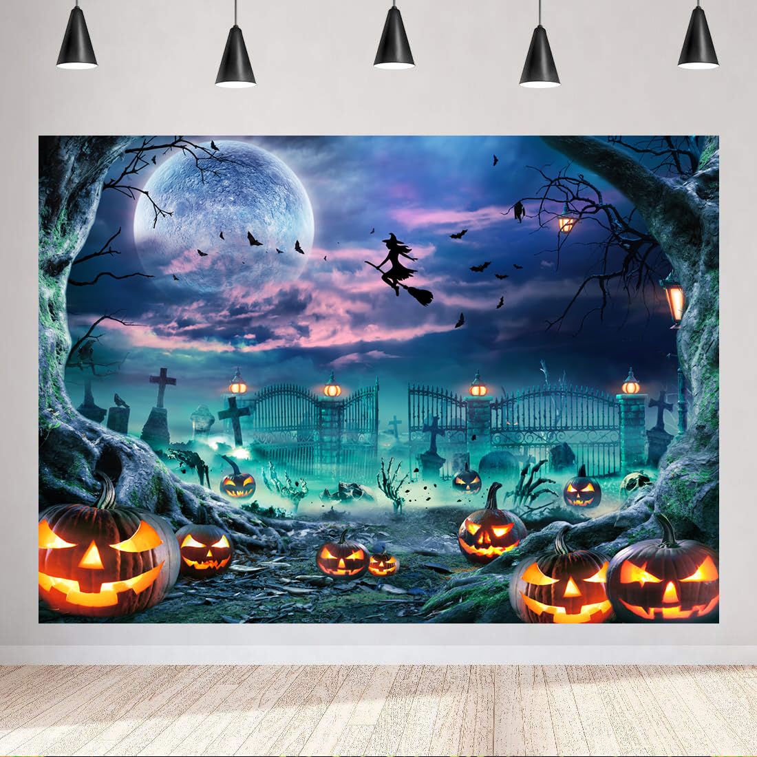 ハロウィンパネル Amazon.com : LYCGS 8X6ft Halloween Backdrop Full Moon Night