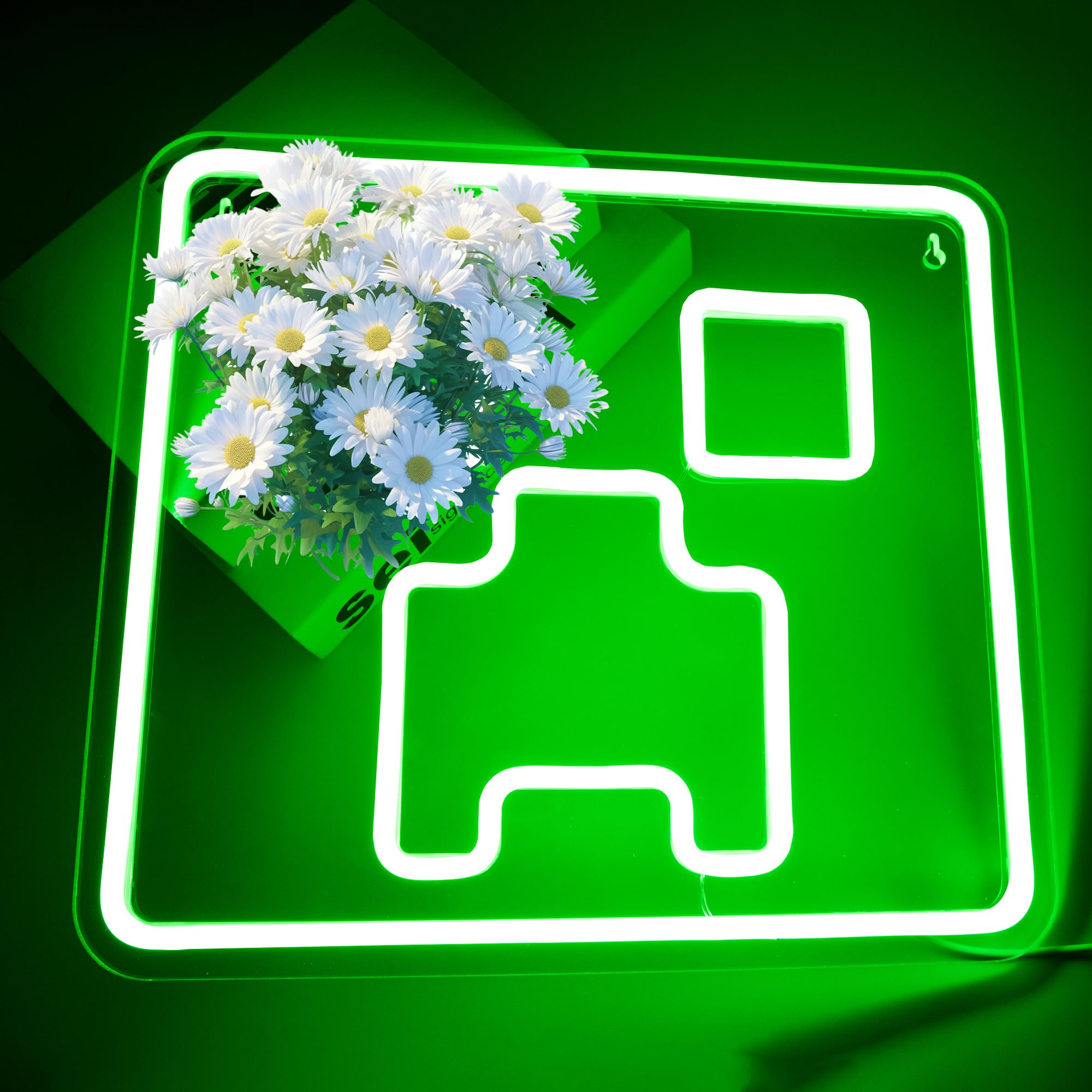 Gaming Neon LED Sign Game Neon Signs for Man Cave Green Blocks Light Up Signs for Game Room Gamer Wall Decor Signs Gaming Room Decor for Men,Boys,Gamers,Size 14.2 * 13.4 inches(FMXD134)
