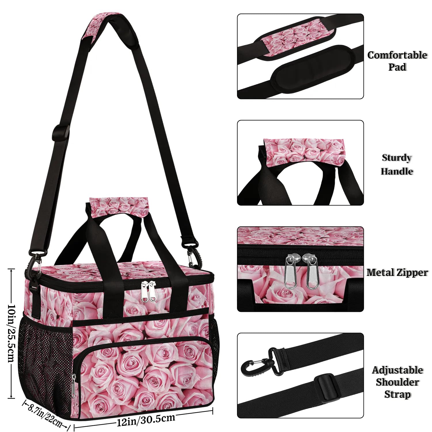Große Lunchtasche mit Blumenmuster, für Erwachsene, Herren, Damen, Kinder, Mädchen, Jungen, isolierte Lunchbox, Kühltasche, Kühltasche, Kühltasche, Kühltasche für Arbeit, Picknick, Grillen