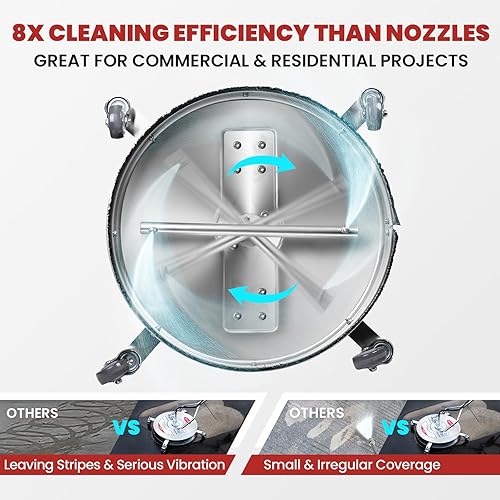 Miniatura 4 de WOJET Limpiador de superficies de lavadora a presión de 20 pulgadas y bomba de lavado a presión WOJET Triplex, 4400PSI 4.0GPM