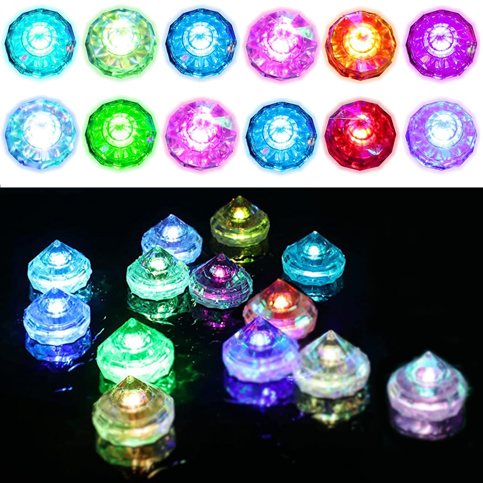 12 Cubetti Di Ghiaccio Luminosi LED - Multicolore Per Bevande, Feste E Eventi - Foto 10