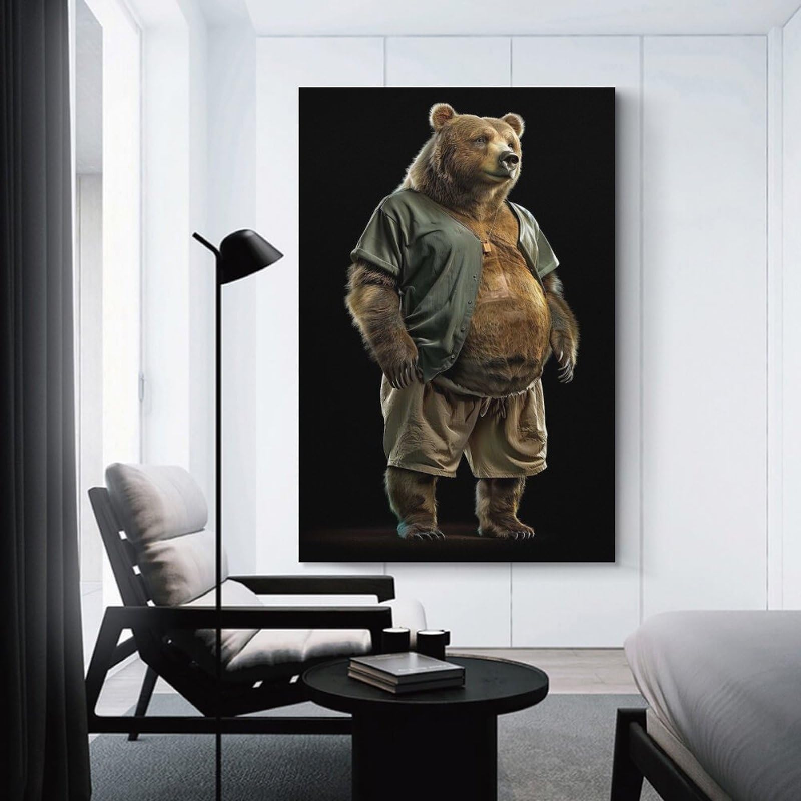 Junmoney Canvas Wall Decor Grizzly Bear Fat, 12x18inch(30x45cm), for Living Room, Bedroom, Office Or Hallway, Stylish Home Artwork for Focal Walls