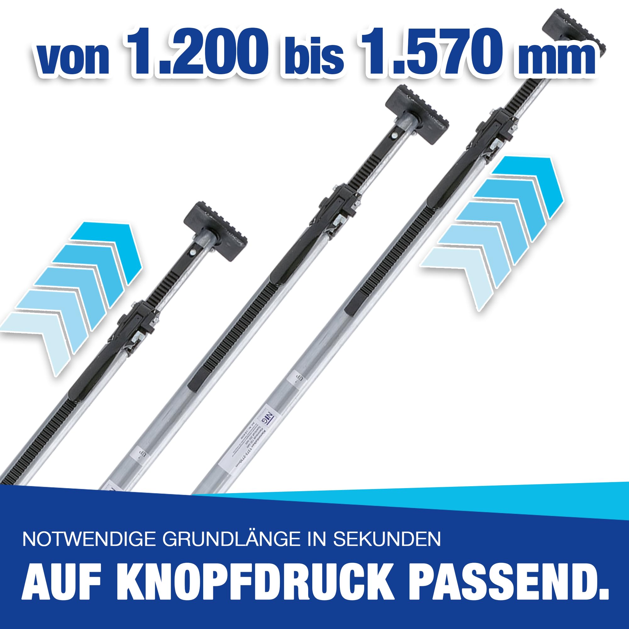 Klemmbalken Sperrbalken, Sperrlatte, Alu, 1200-1570 mm, Ladungssicherung und Transportsicherung für PKW LKW Anhänger Camper und Transporter (2)