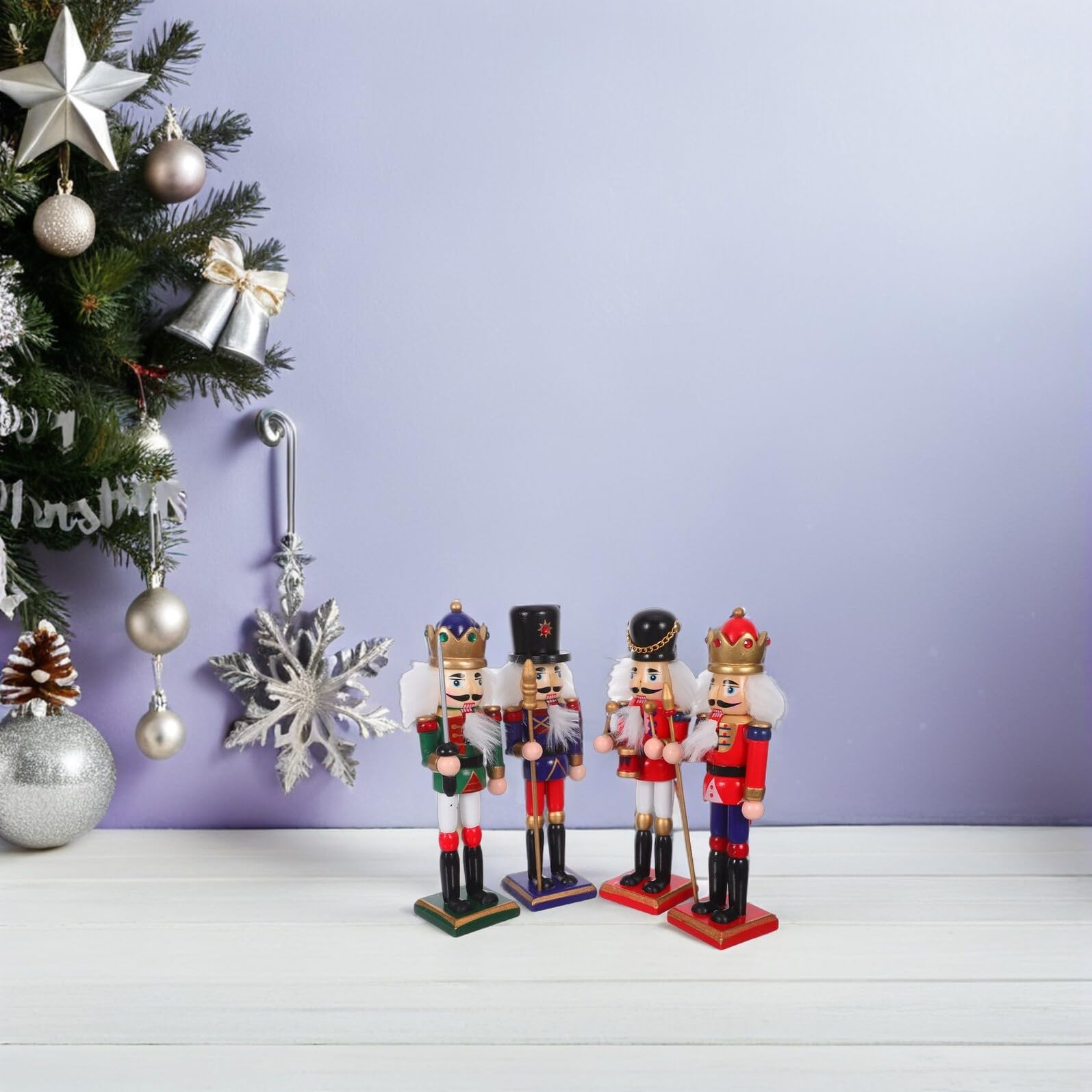 Angoily 4stücke Holz Nussknacker Figuren Weihnachten Deko Tischdeko Christbaum Ornamente Soldatenfiguren Hängend Walnuss Holzdekoration