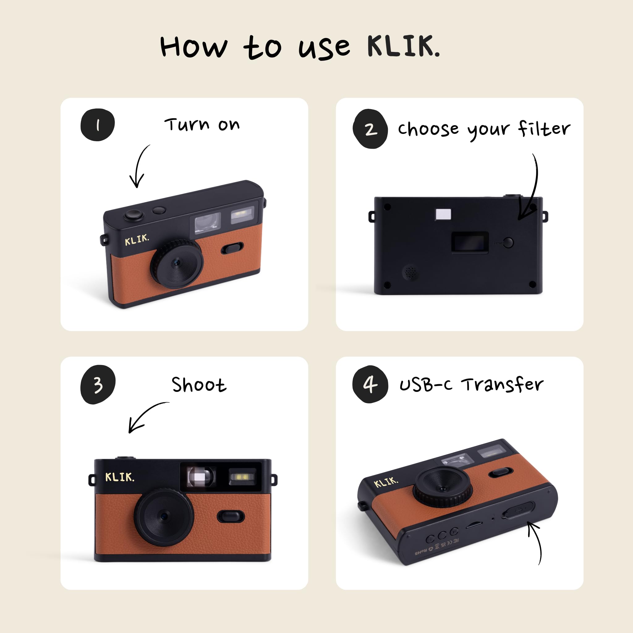 Buy Klik Screen-Free Digital Camera | Stay Present & Capture Retro