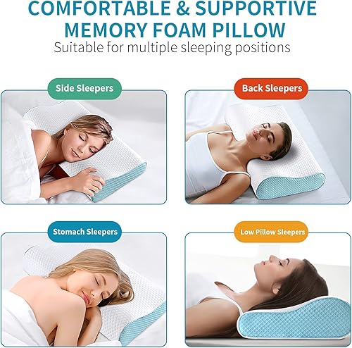 Miniatura 7 de Almohadas de espuma viscoelástica Ylekto para el cuello, almohada para la cama para dormir, almohada cervical ergonómica de contorno para personas