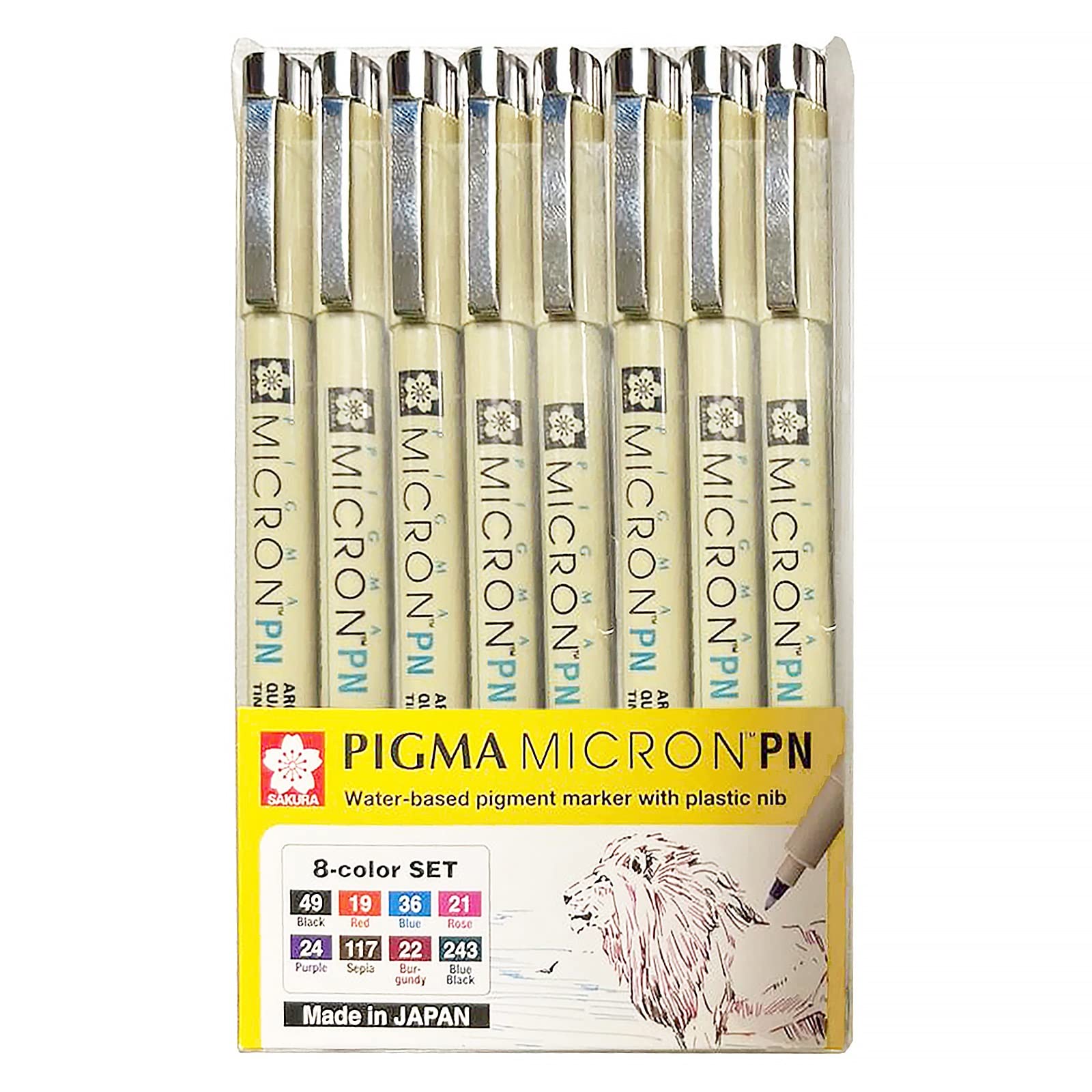 Sakura Cray-Pas Art Micron Pen Set | Micron PN Drawing Pens, Assorted Colors Art Pens, 8 Count (Pack of 1)