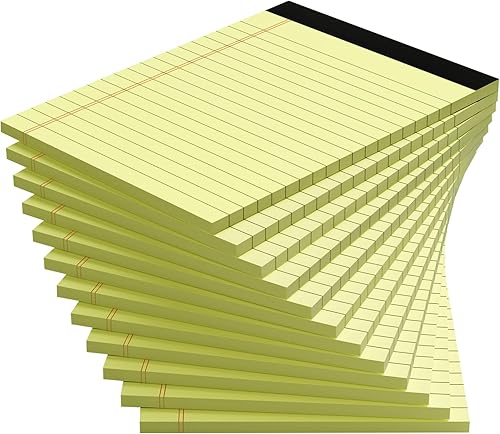 Bloc de notas amarillas, paquete de 12 blocs legales de 4 x 6 pulgadas, bloc de notas de papel rayado, bloc de notas perforado, blocs de notas de