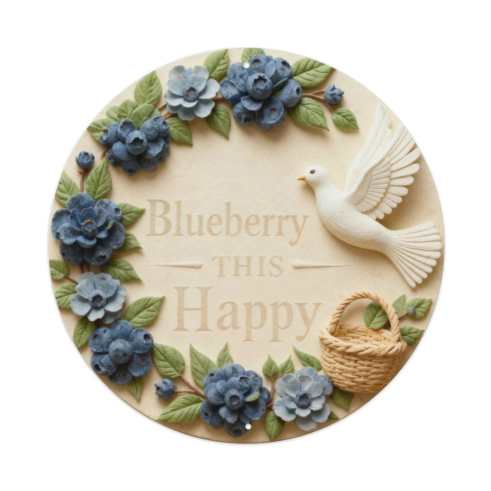 Blueberry Happy Metal Tin Sign Plaque