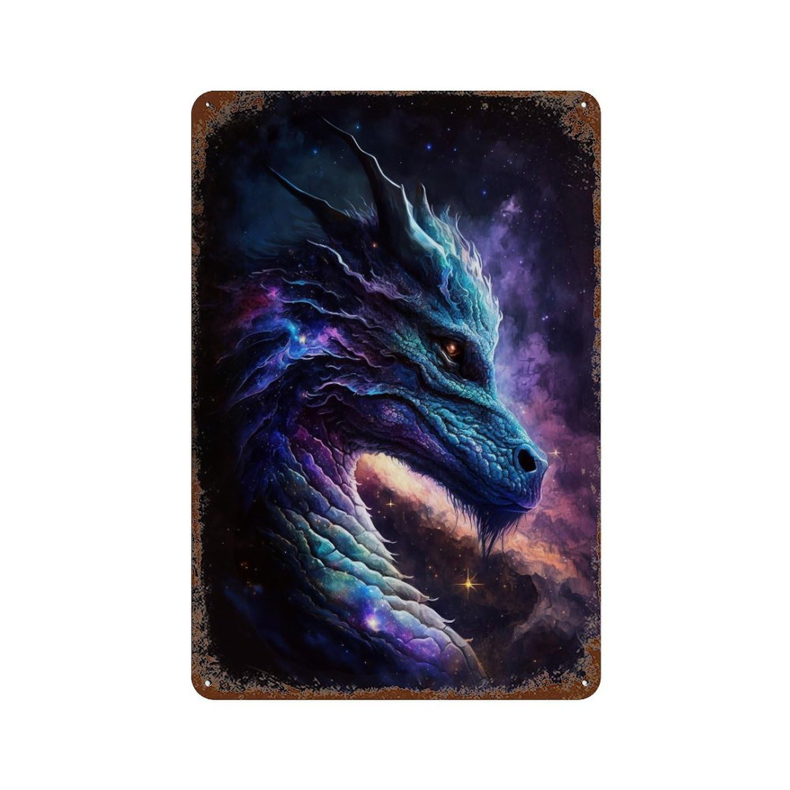 Cosmic Dragon Art Print-20 Rusty Metal Tin Sign 11.8"x7.9", Rustic Home Decor for Garage, Pub Or Kitchen