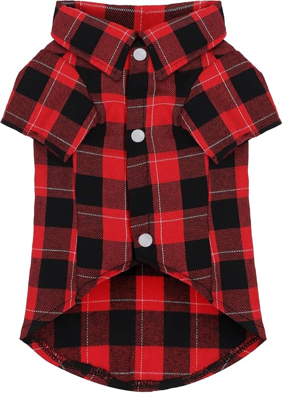 Camisa xadrez de algodão para cães Paiaite, modelo confortável Red tamanho L