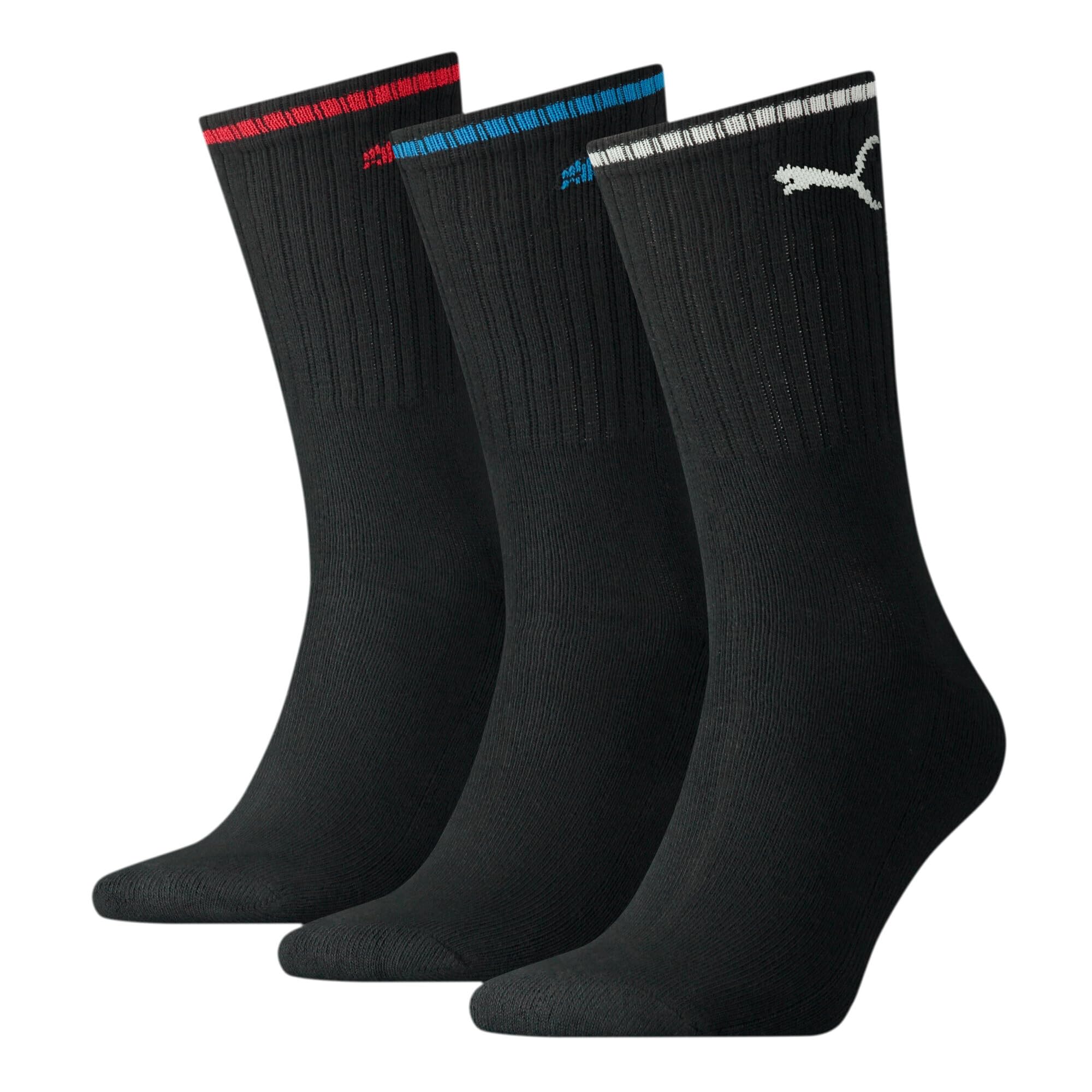 PUMA Unisex Puma Unisex Sport Crew Stripe (3 Pack) Socks, Black, 2.5-5 UK