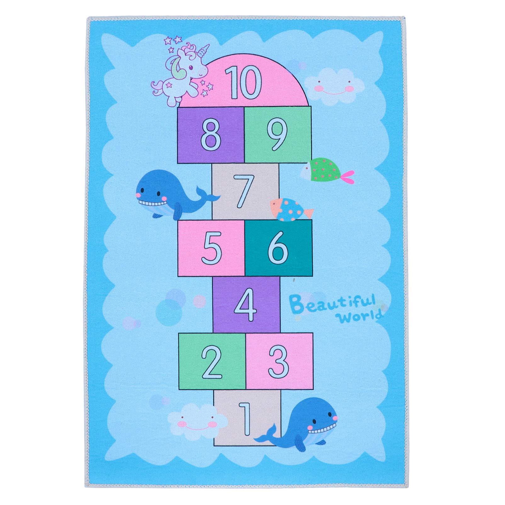 VOSAREA Rugs for Boys and Girls Bedroom Creative Floor Mat Anti-Skid Comfortable for Indoor and