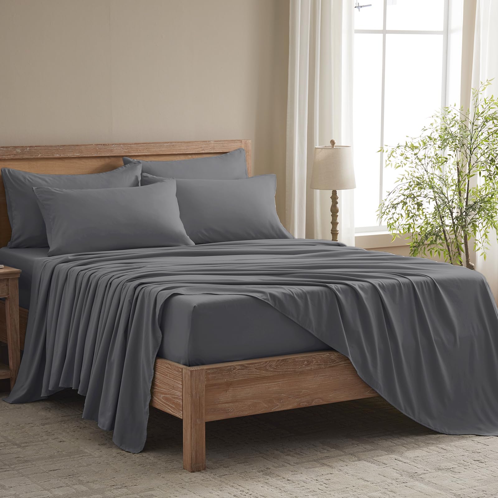 Queen Sheet Set - 6 Piece Sheets Queen Size Bed Set - Breathable Cooling Hotel Luxury Bedding Set