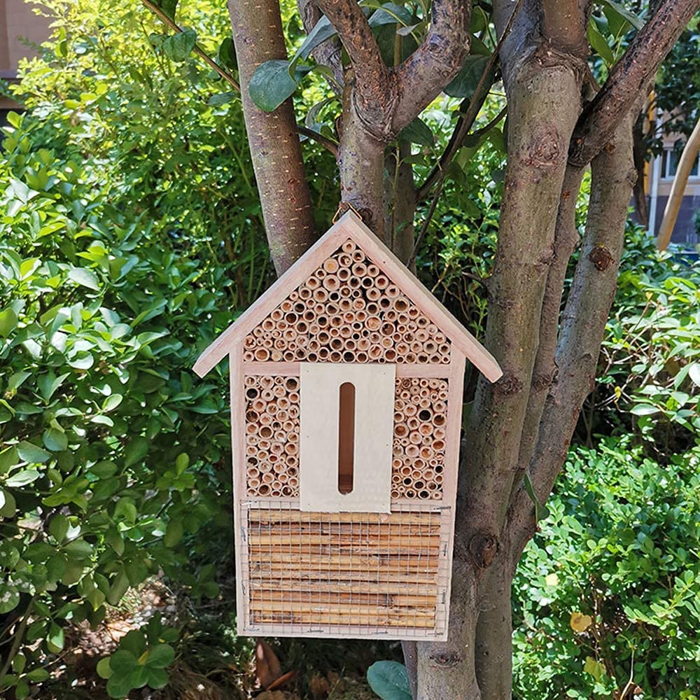 Hoteles de madera multi al aire libre del insecto de la calidad multi del hotel de la casa de la abeja de gran tamaño para Mariposas, escarabajos, colmenar-Tamaño 29,5 x 15 x 4 cm