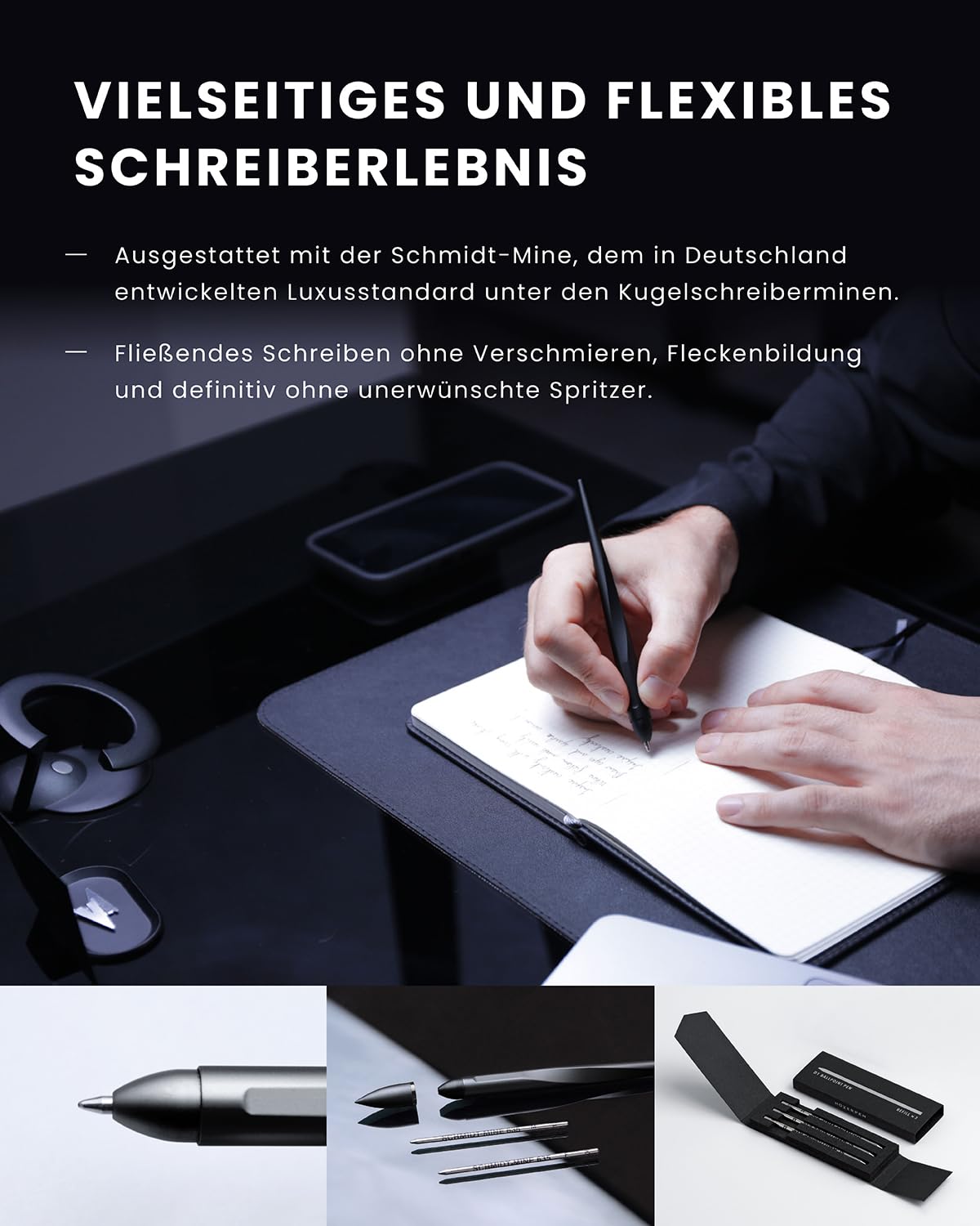 novium Hoverpen Interstellar - Anti-Schwerkraft-Kugelschreiber | Von der Raumfahrt inspiriertes Design mit magnetischer Schwebetechnik und Schmidt-Nachfüllminen | Luxus-Geschenkidee | Space Black