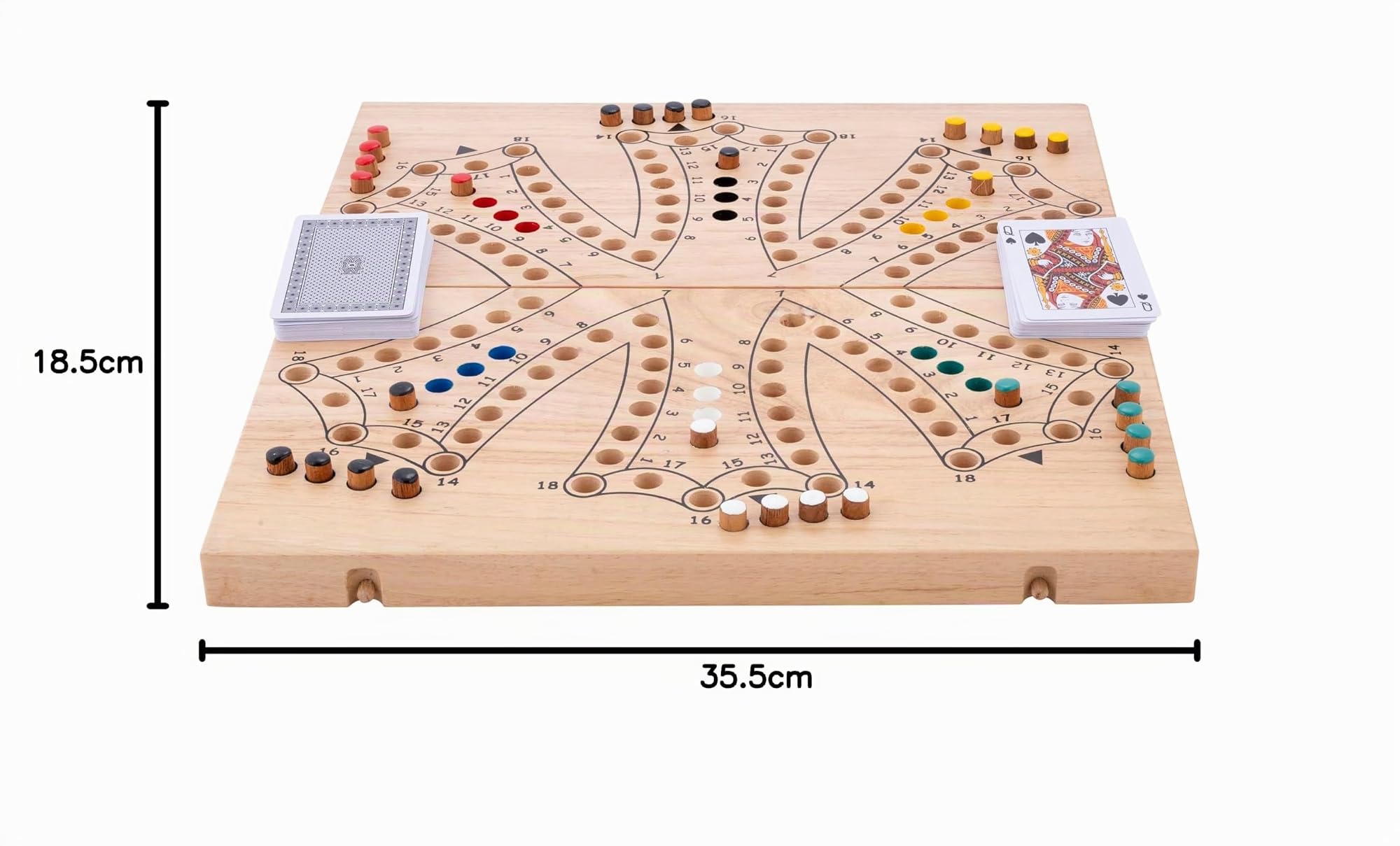 Engelhart - 350264 - Juego de Tock XL de Madera con Estuche Plegable de Caucho – 6 Jugadores – Juego Tradicional Canadiense – Juego con Cartas – Desde 6 años