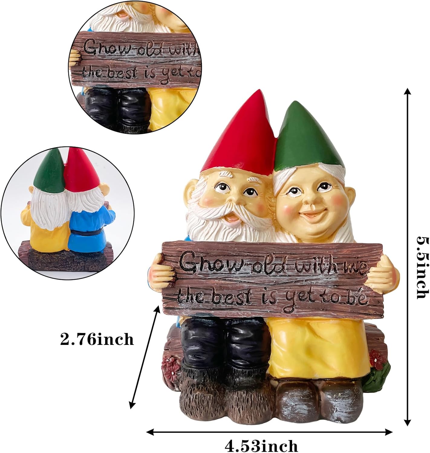 Abirdflyer Garden Gnome Statue for Outdoor Decor, Couple in Love Gnomes Figurine, Garden Sculptures & Statues, Gnome Romantic Indoor Ornament Forever Lover Gift (Couple Dwarf Figurine)