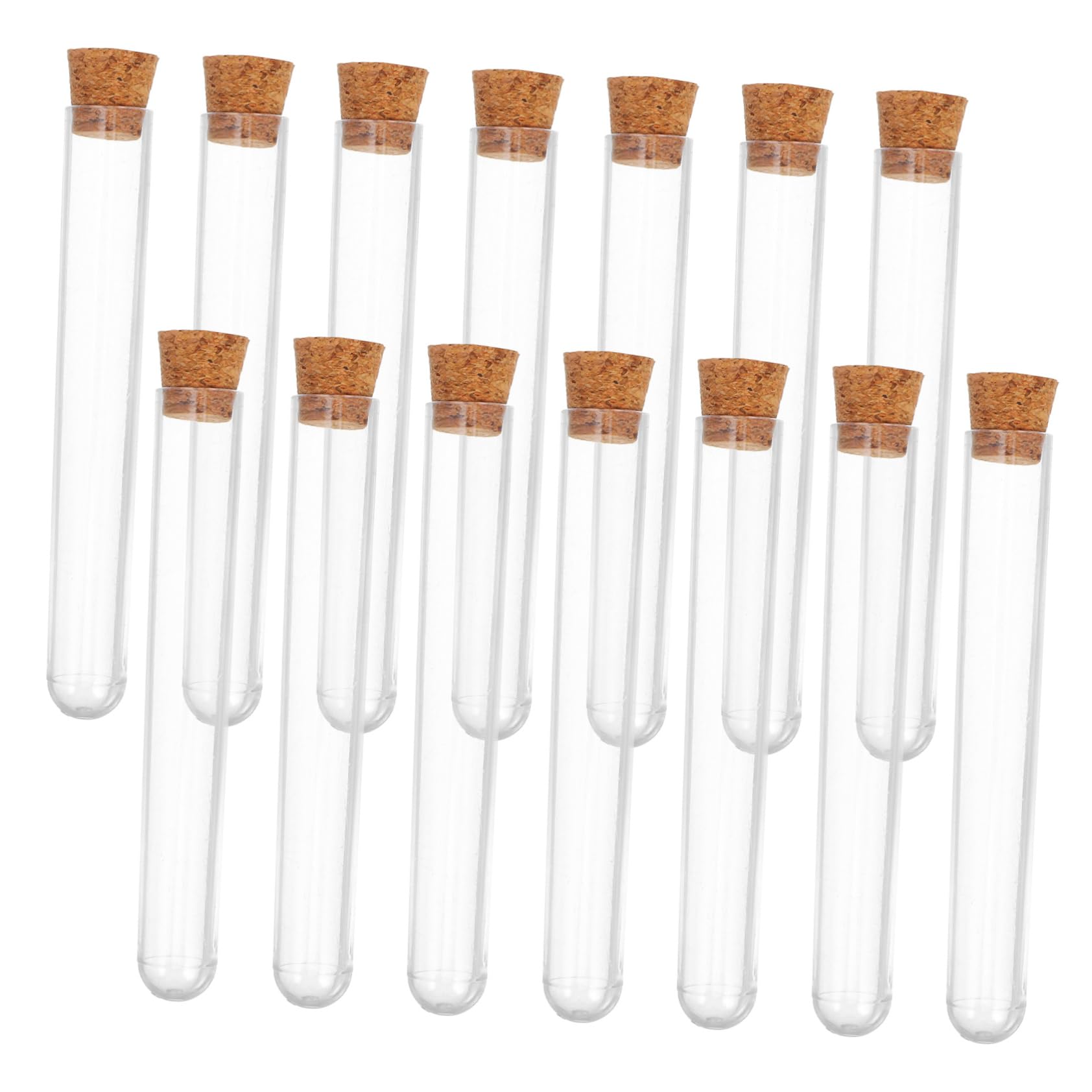 FUNOMOCYA 50pcs Plastic Test Tube with Stopper 13ml Clear Laboratory Vial for Science Experiment Plant Growth Candy Storage and DIY