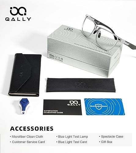 Miniatura 7 de QALLY Lentes de fibra de carbono para hombre con bloqueo de luz azul que reducen la fatiga ocular, filtro de luz UV, lentes de computadora con lente