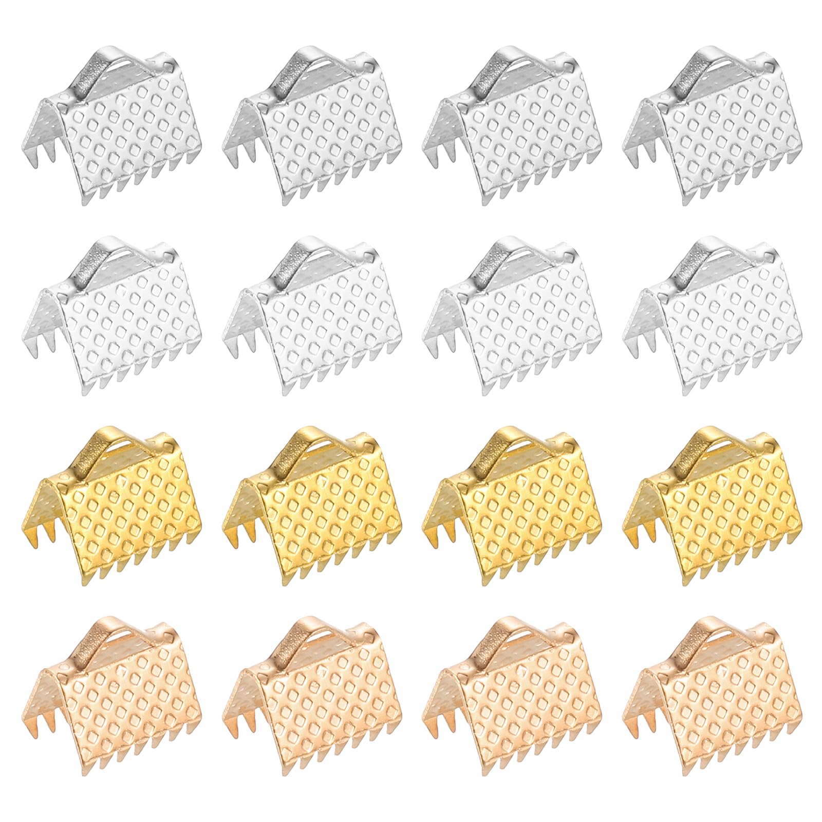 UXCELL 100Pcs 8mm Ribbon Crimp Clamps, Bookmark Pinch Ends, Fasteners Clasp Ends for Bracelet Necklace Jewelry Making, 4 Colors