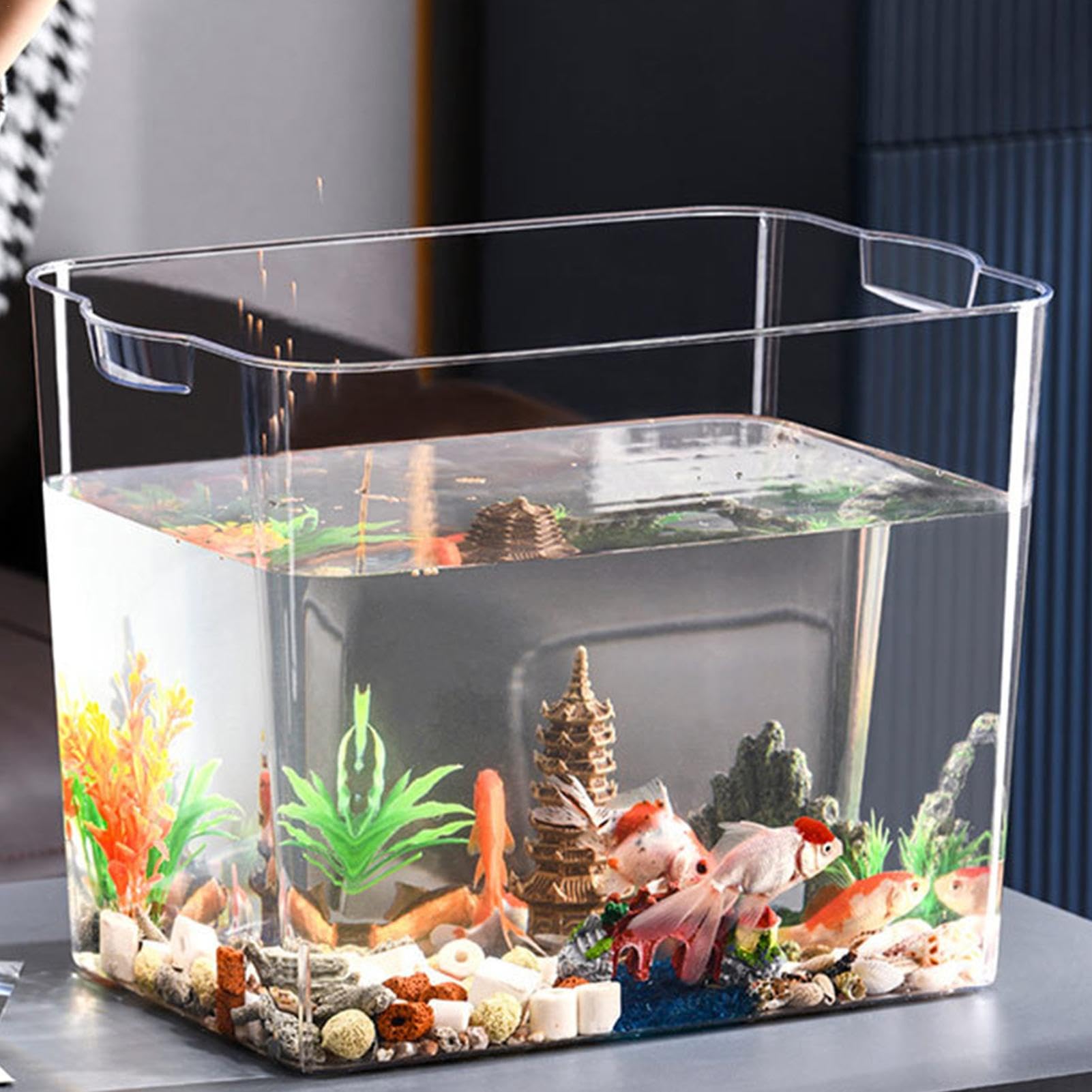 Aquarium für Anfänger, kleines Aquarium | Kleines Aquarium, stapelbar, transparent, kleine Fischschale für temporären Raum, Schildkrötentank, Büro-Aquarium für kleine Fische, , Cr | transparent, kleine Fischschale für temporären Raum, Schildkrötentank, Bü