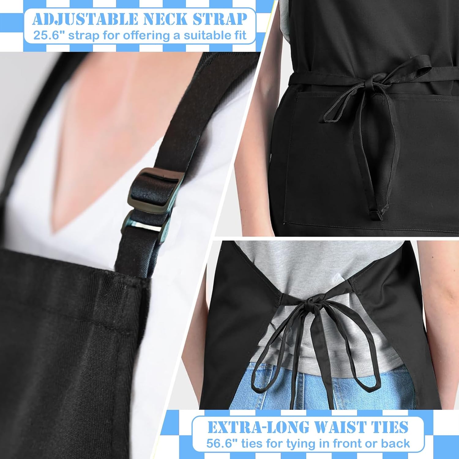 Adjustable Neck Bib Apron with Pocket for Men Women, Waterproof Aprons Gifts for Kitchen Baking Chef Painting Gardening - Image 3