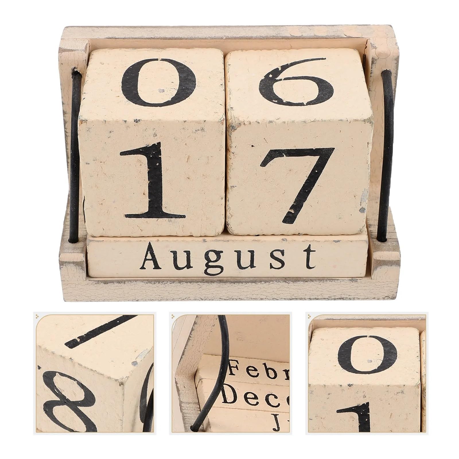 Calendrier De Bureau En Bois Style Vintage Rustique Effet Brûlé
