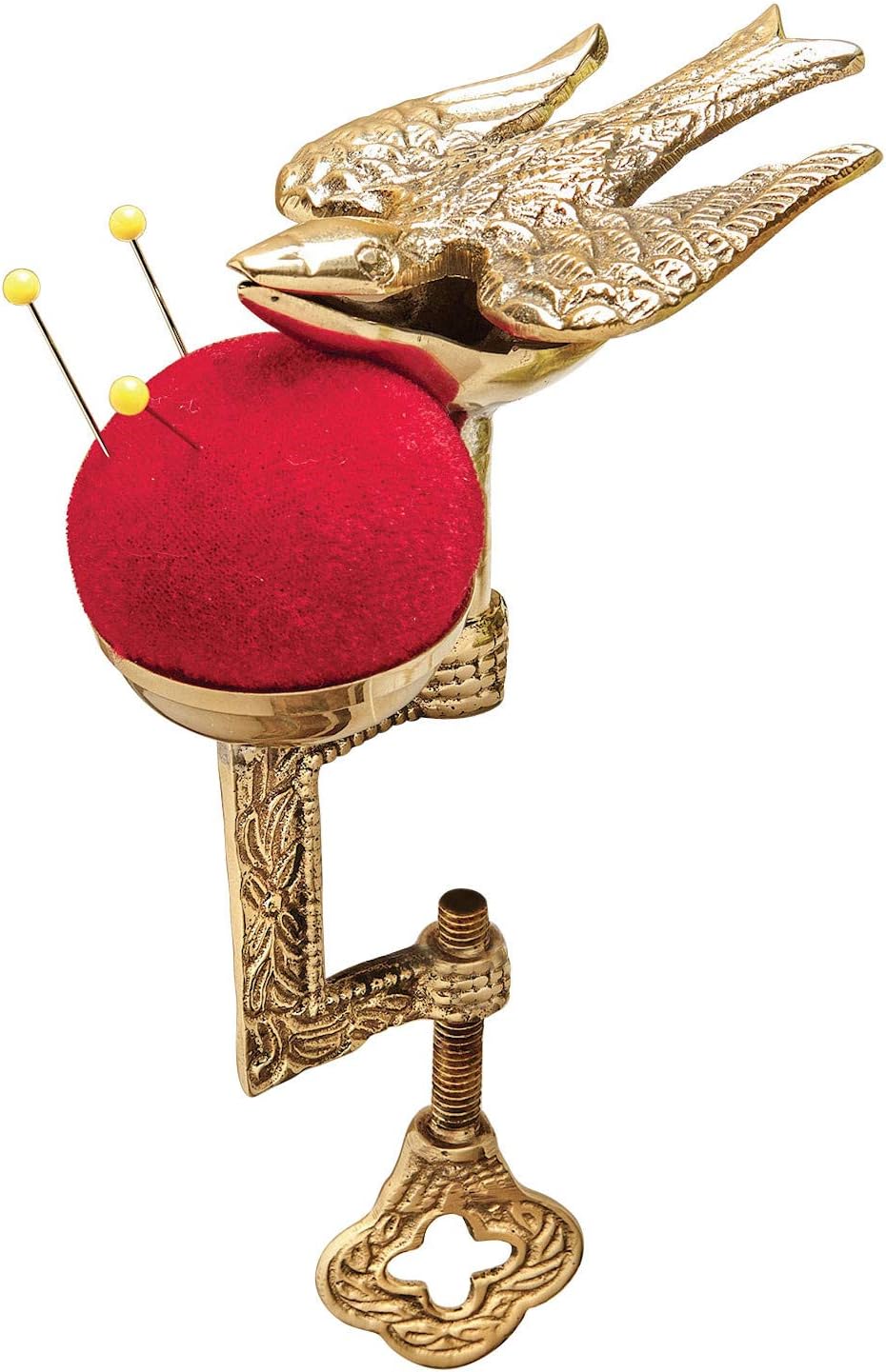 Solid Brass Replica Victorian Bird Sewing Clamp Pincushion