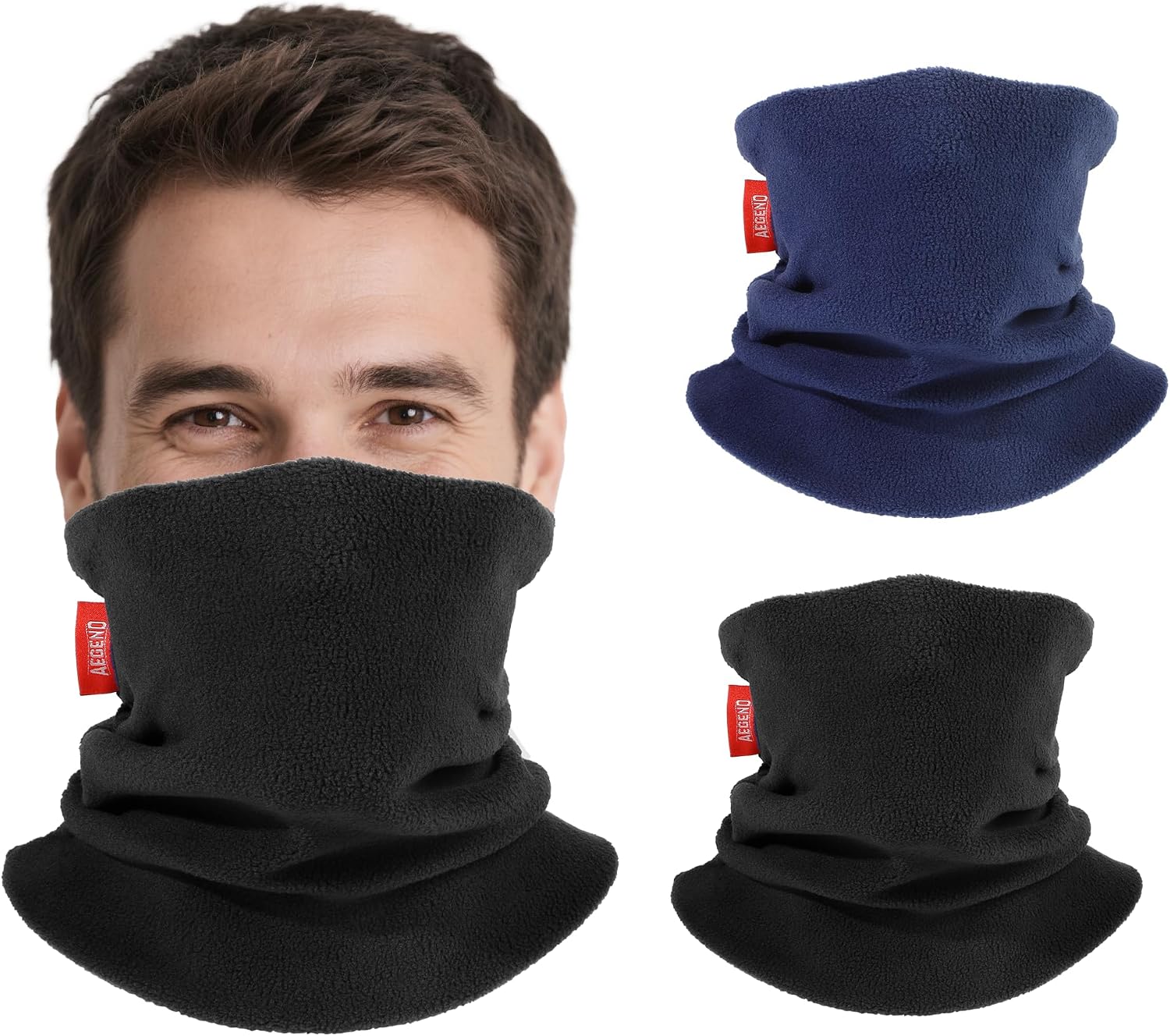 Aegend Neck Gaiter for Men Women,Adult Neck Warmer with Double-Layer Fleece, Face Cover Winter Scarf for Skiing Outdoor Sport