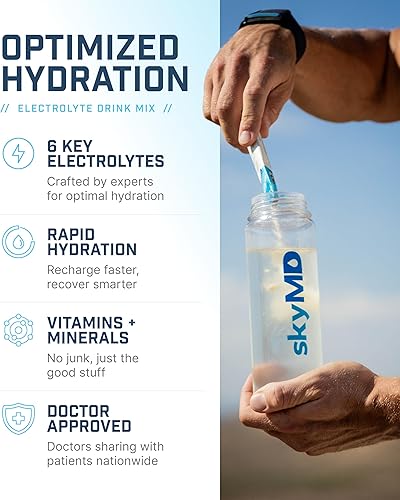 Miniatura 3 de skyMD Hidratación Diaria Paquetes de Polvo de Electrolitos Bajo en Azúcar, 10 Calorías 12 Vitaminas y Minerales, Sodio Mezcla de Bebida