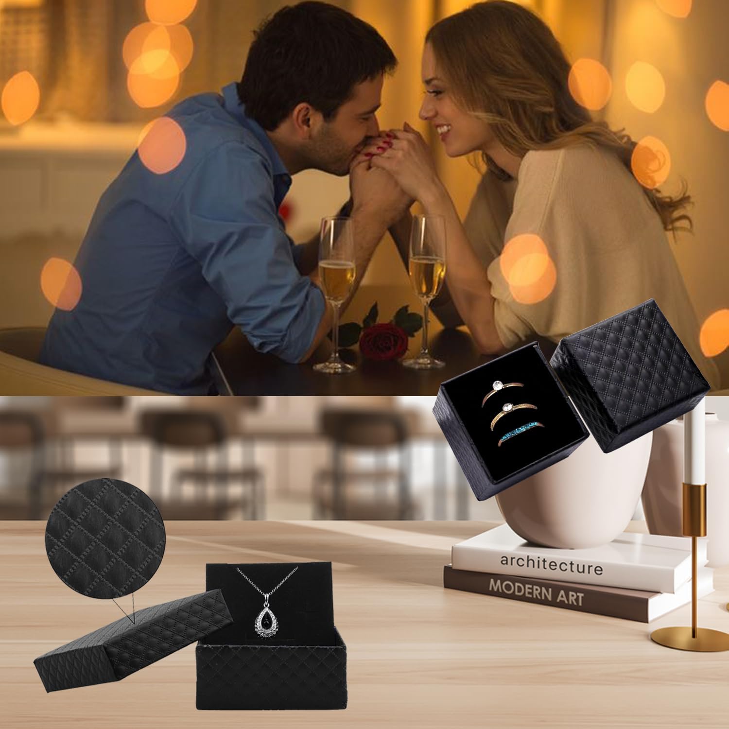 48Pcs Jewelry Gift Box Set -2 x 2x 1.2 Inch Ring Boxes with Velvet Liner for Earrings, Necklaces, Bracelets - Wedding, Engagement, Birthday Presentation - Retail Display Boxes - Image 2