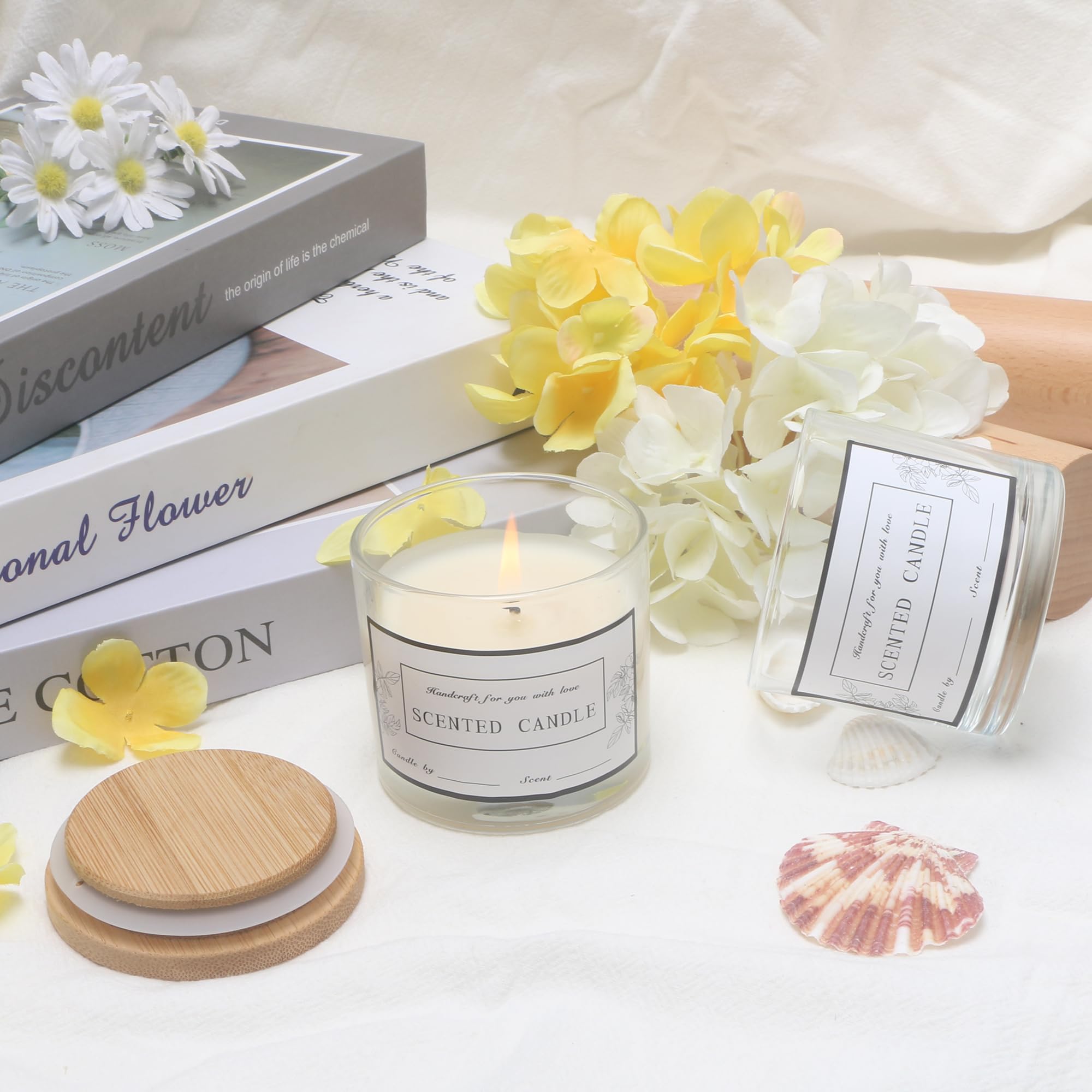 Kit Per Candele Fai Da Te – 20 Barattoli In Vetro Da 113g Con Coperchio In Bambù, Stoppini Ed Etichette - Foto 6