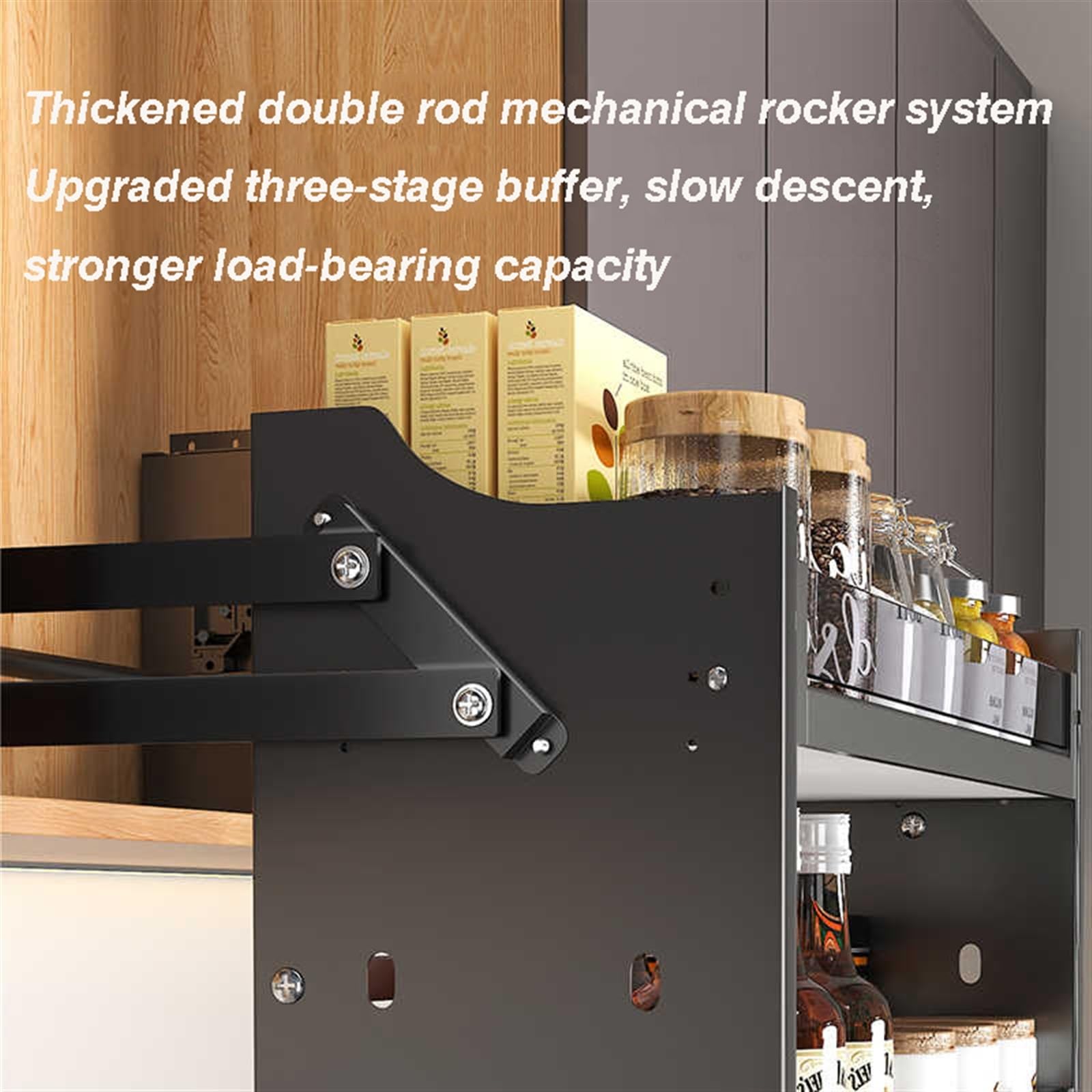 Ripiano Estraibile Per Pensile Da Cucina, Organizer Per Riporre Gli Oggetti, Sistema Di Ripiani Estraibili Per Pensili A 2 Strati, Ripiano Estraibile Per Pensili Alti, C,One Color,Cabinet 600mm