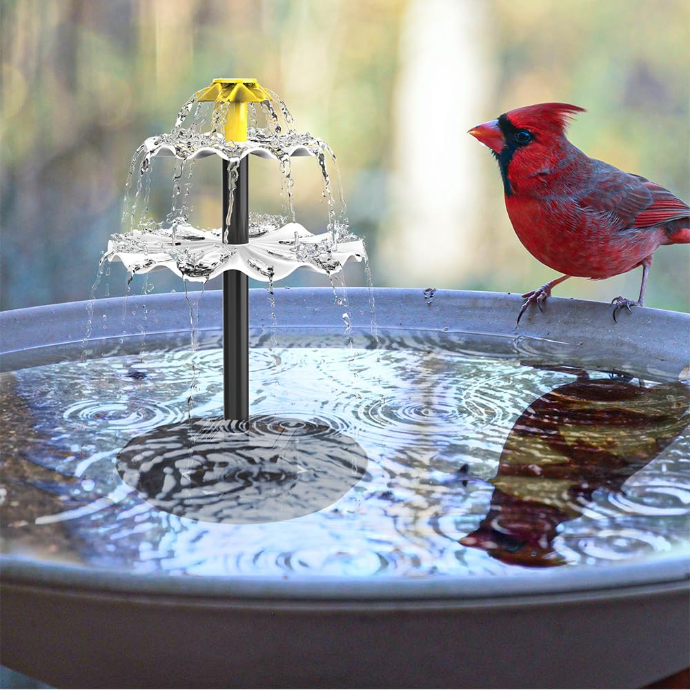 Solar Teichpumpe Für Außen, Springbrunnen Garten Solar, Solar Gartenbrunnen, Vogeltränke Balkon, Solarbrunnen Für Draussen, Solar Pumpe Wasser Fountain Vogelbad DIY Gartenteich Wasserspiel (2.5W)