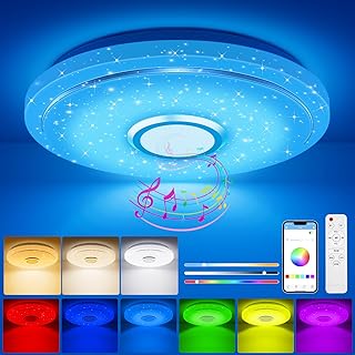 Led Deckenleuchte Dimmbar,RGB Farbwechsel Deckenlampe mit Fernbedienung,Sternenhimmel Lampe für Kinderzimmer,Schlafzimmer,Wohnzimmer