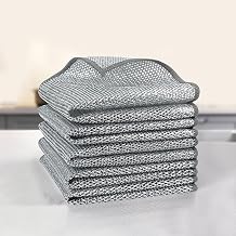 10 Counts Non Scratch Wire Dishcloth Multipurpose Wire Dishwashing Rag for Wet and Dry Use, Metal Scrubbers for Cleaning Dishes, Dual-Sided 2-Layer Kitchen Cleaning Cloth with Mesh, Mesh Dish Cloth