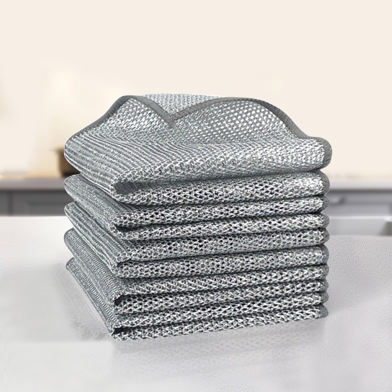 10 Counts Non Scratch Wire Dishcloth Multipurpose Wire Dishwashing Rag for Wet and Dry Use Metal Scrubbers for