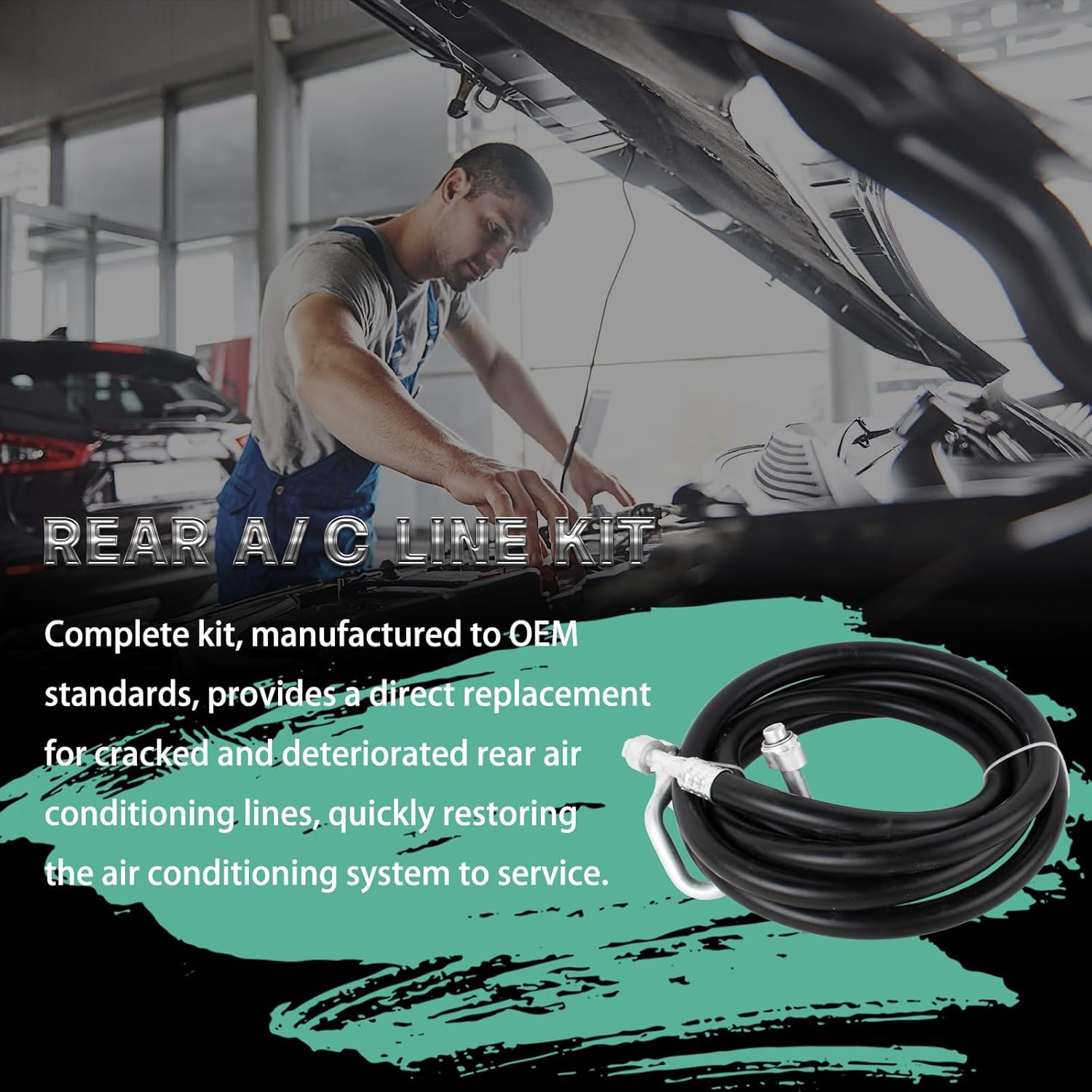 SUB6050 Rear AC Line Kit, Auxiliary Air Conditioning Hose Set Compatible with Cadillac Escalade ESV Chevrolet Suburban GMC Yukon XL 1500 2500 5.3L 5.7L 6.0L 8.1L 2001-2006